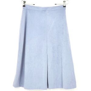 Faux Suede Midi Skirt Womens Est Size 6 Front Pleat Blue Fall 70s Retro Glam Mod
